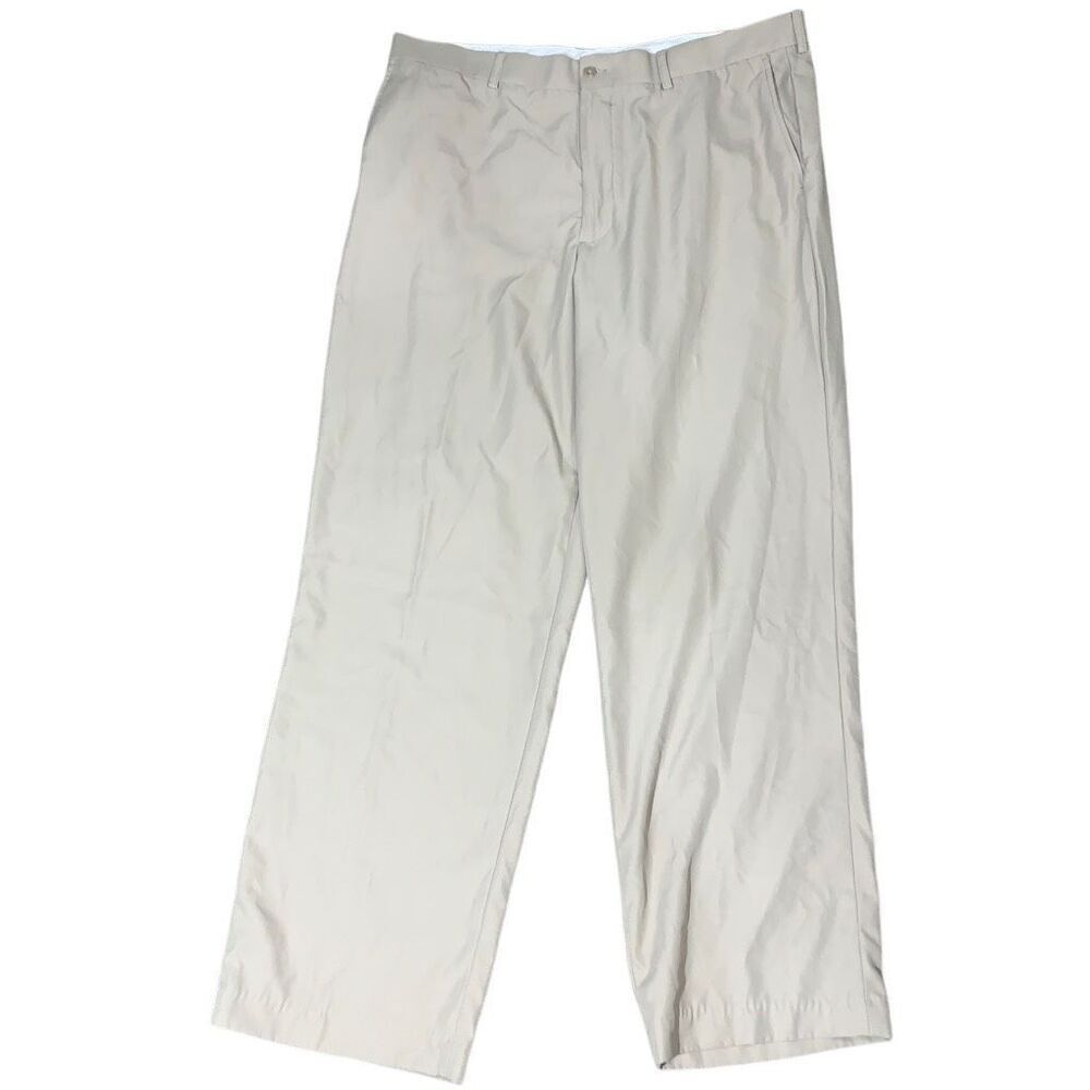 Izod Mens Size 40x32 Golf Chino Pants Tan Khaki Flat Front Pockets Zip‎ Fly